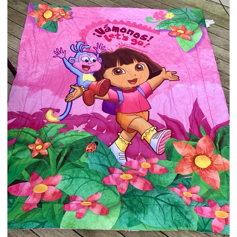 Dora The Explorer Reversible Twin/Full Comforter Bedspread 72x86 Vibrant Bright